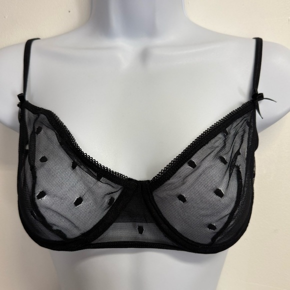 NEW Mapale Sheer Mesh Thong Bra Set Womens M / L Black NWOT - Picture 3 of 16